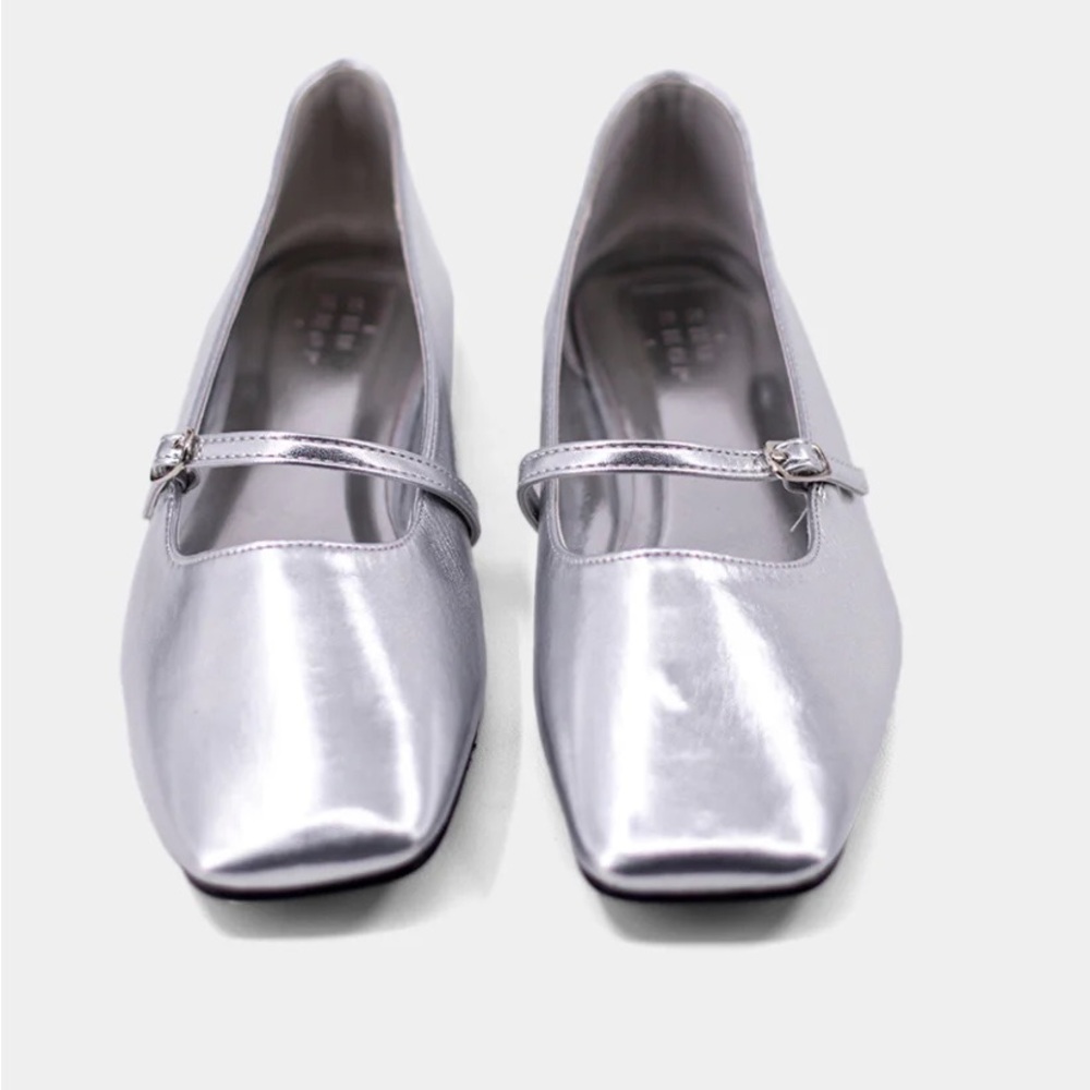 ADELE Silver Ballet Flats
